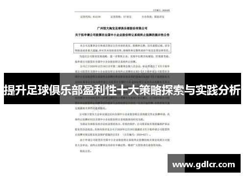 提升足球俱乐部盈利性十大策略探索与实践分析
